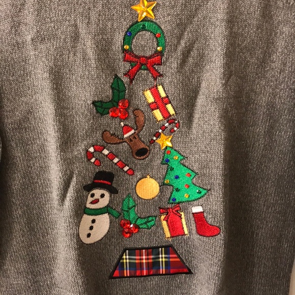 Karen Scott NWT 3-D L/S Gray Holiday Sweater - Picture 5 of 5
